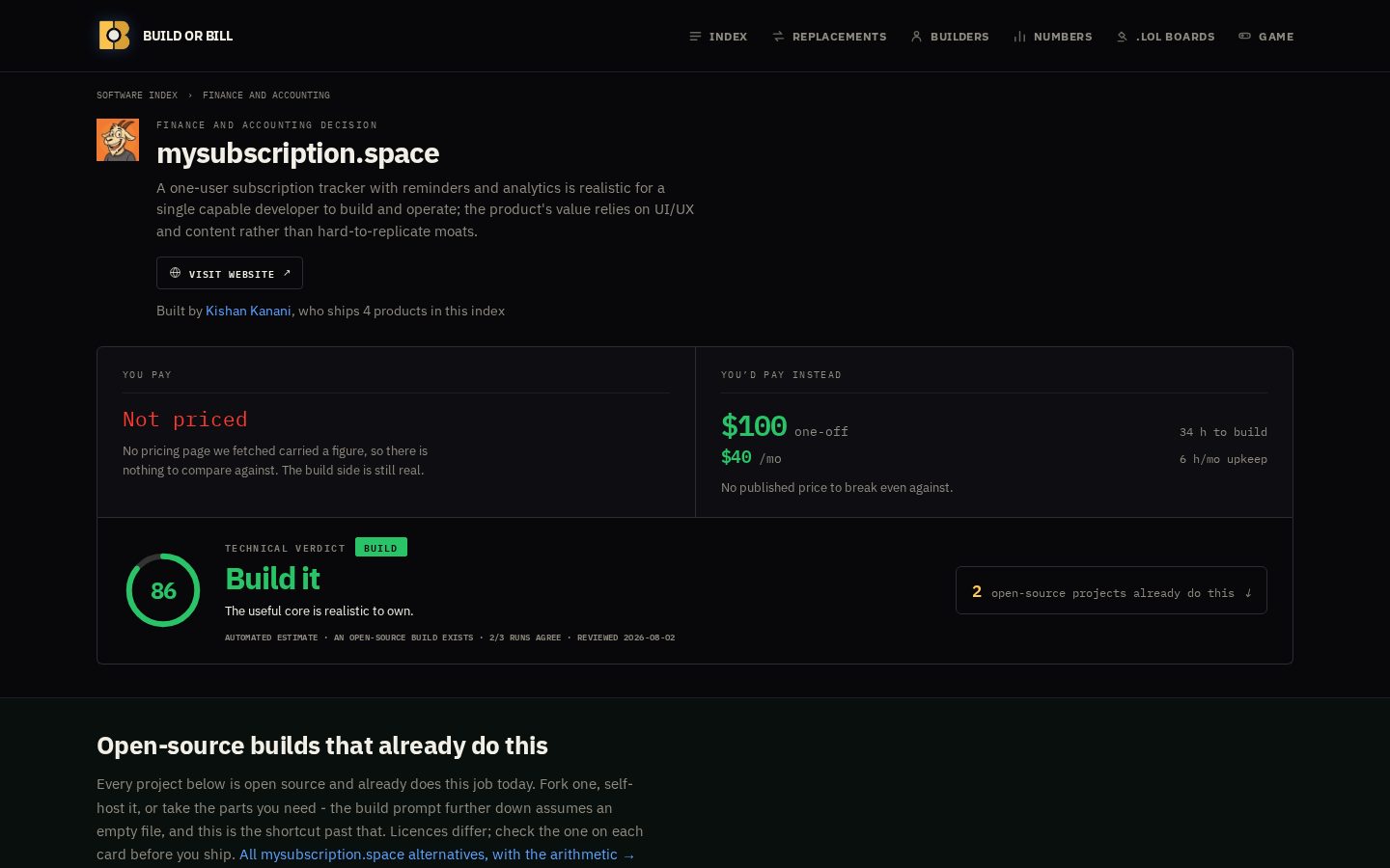 Build or Bill Pricing