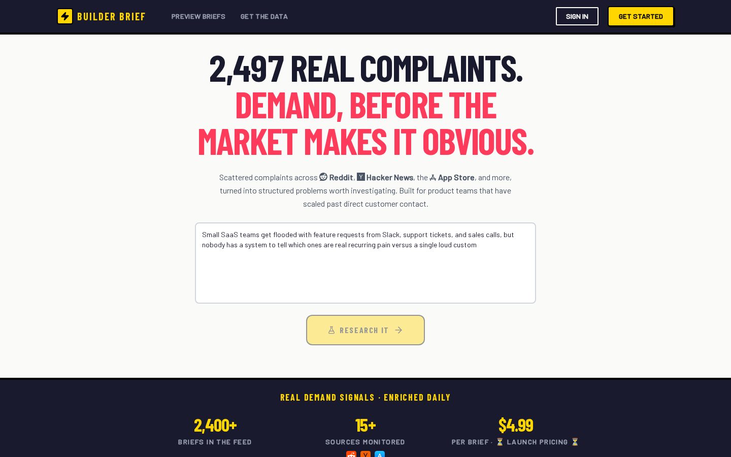 Builder Brief Homepage