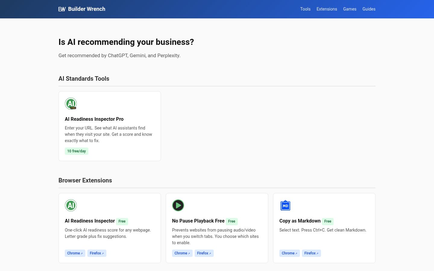 Builder Wrench Homepage
