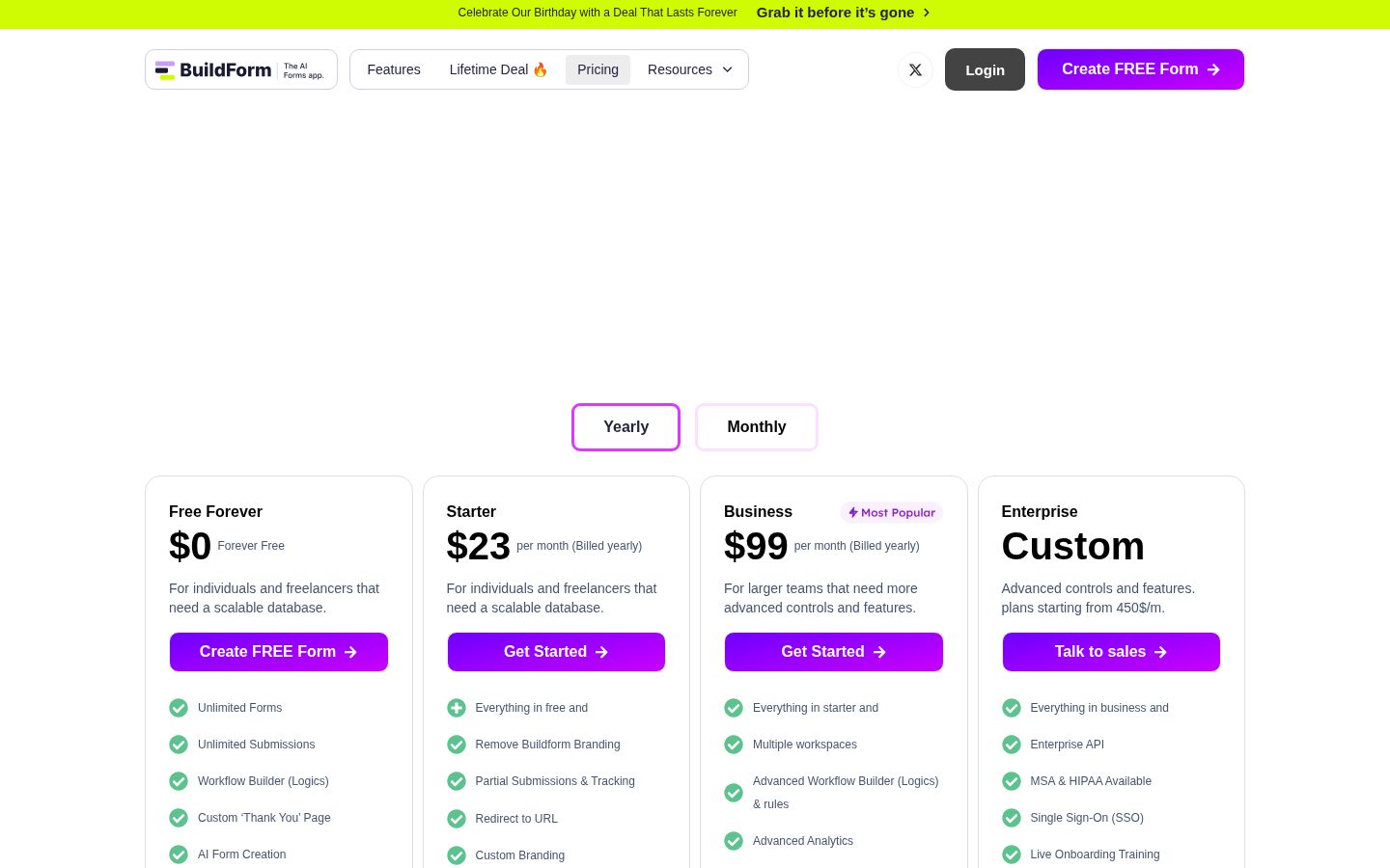 Buildform Pricing