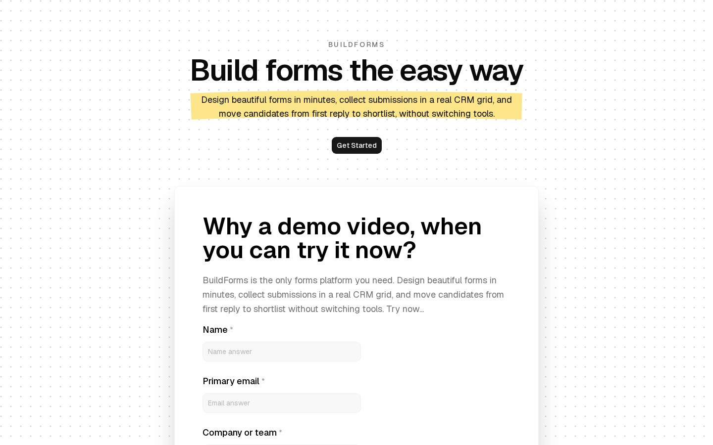 Buildforms Homepage