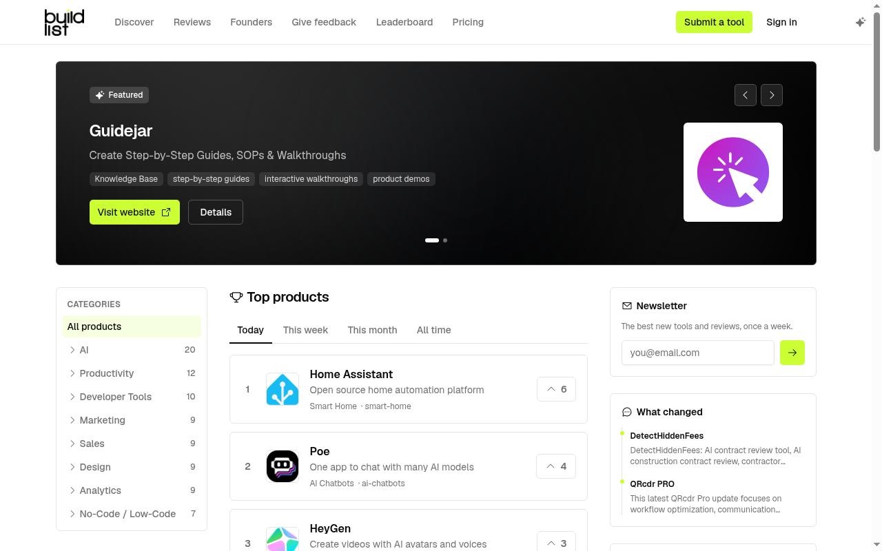 Buildlist Homepage
