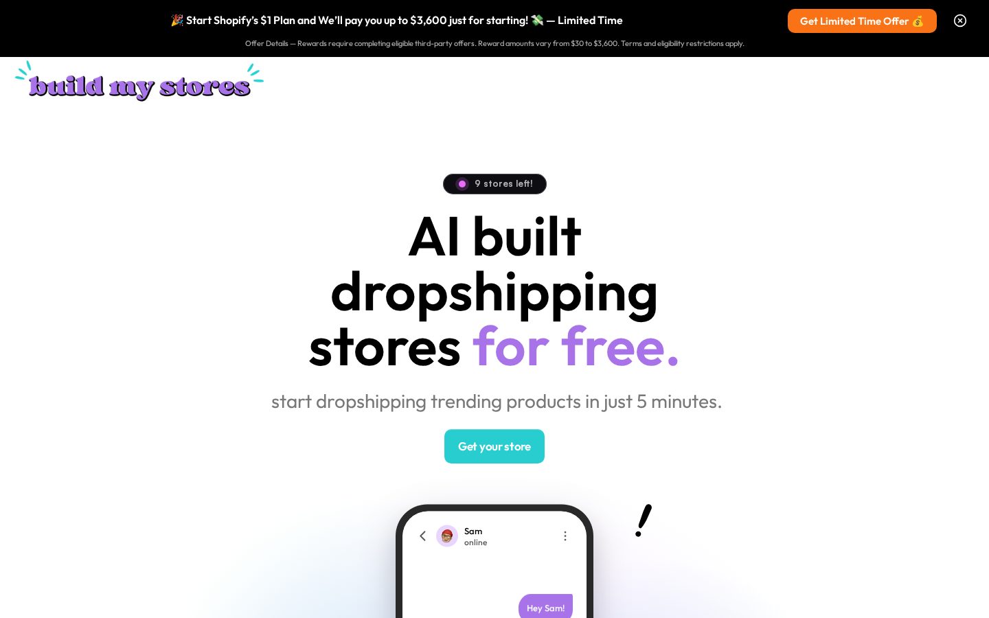 BuildMyStores Homepage