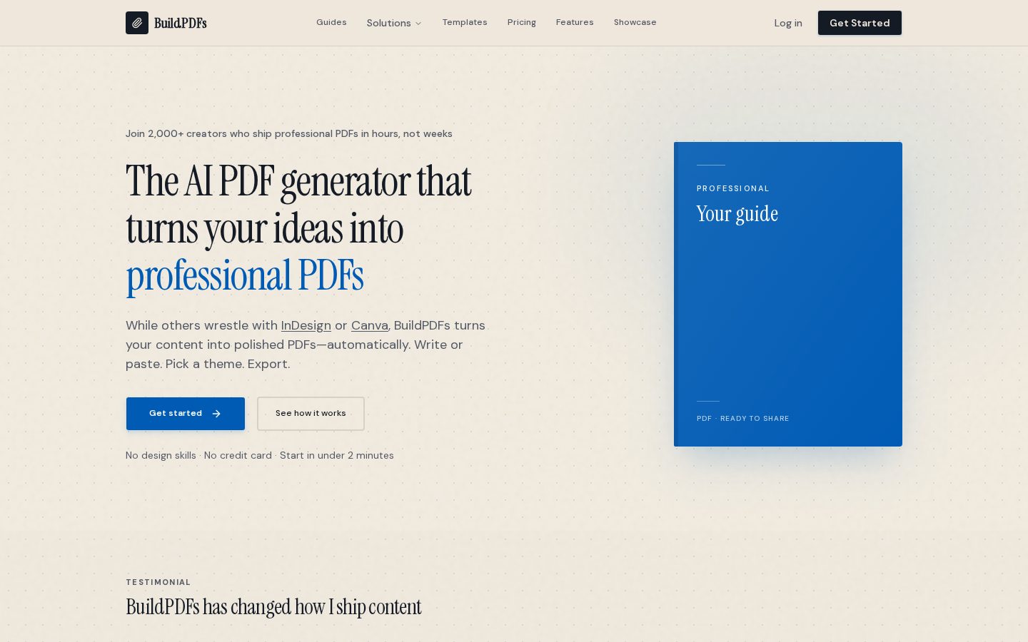 BuildPDFs Homepage