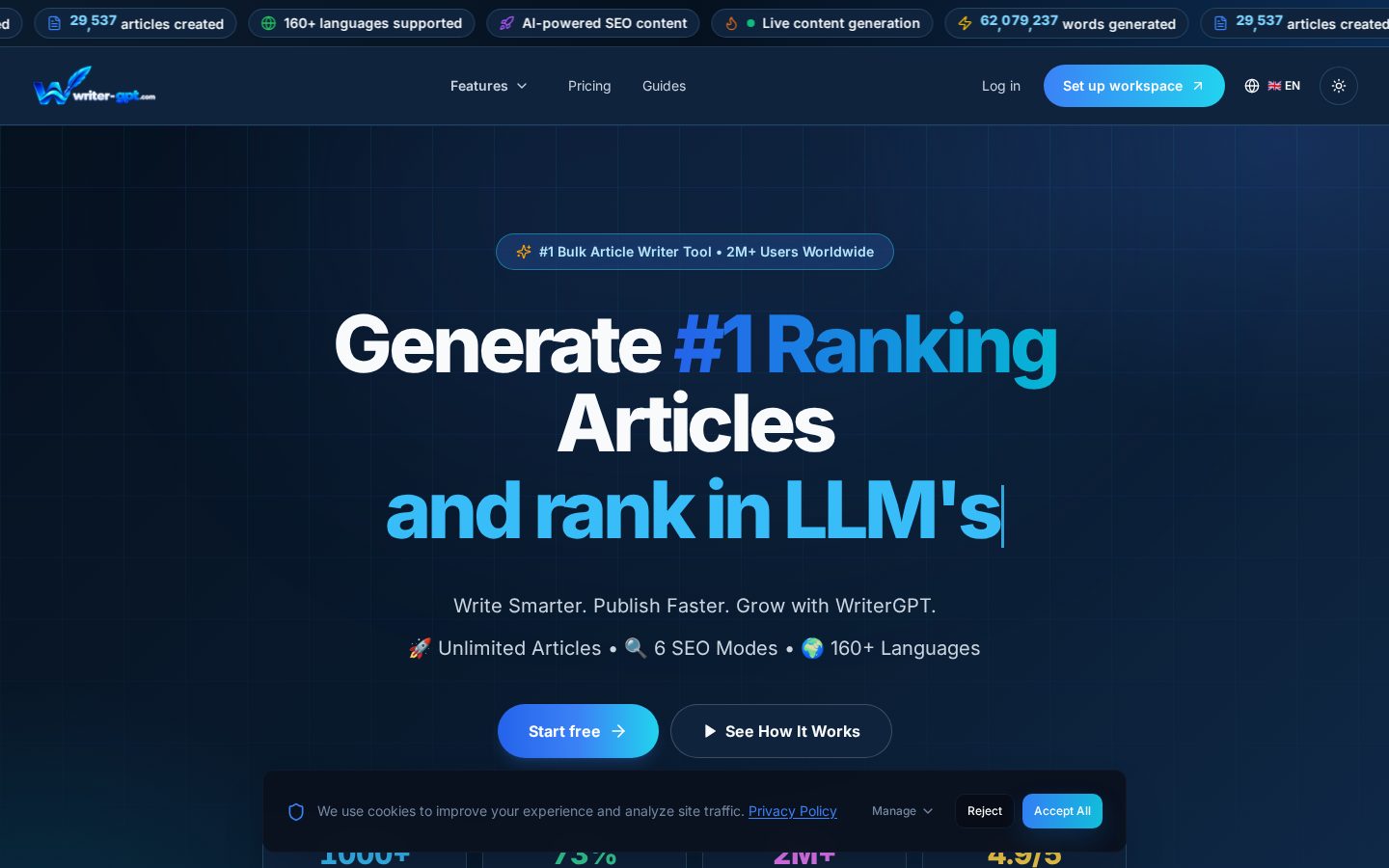 Bulk Article Writer GPT Homepage