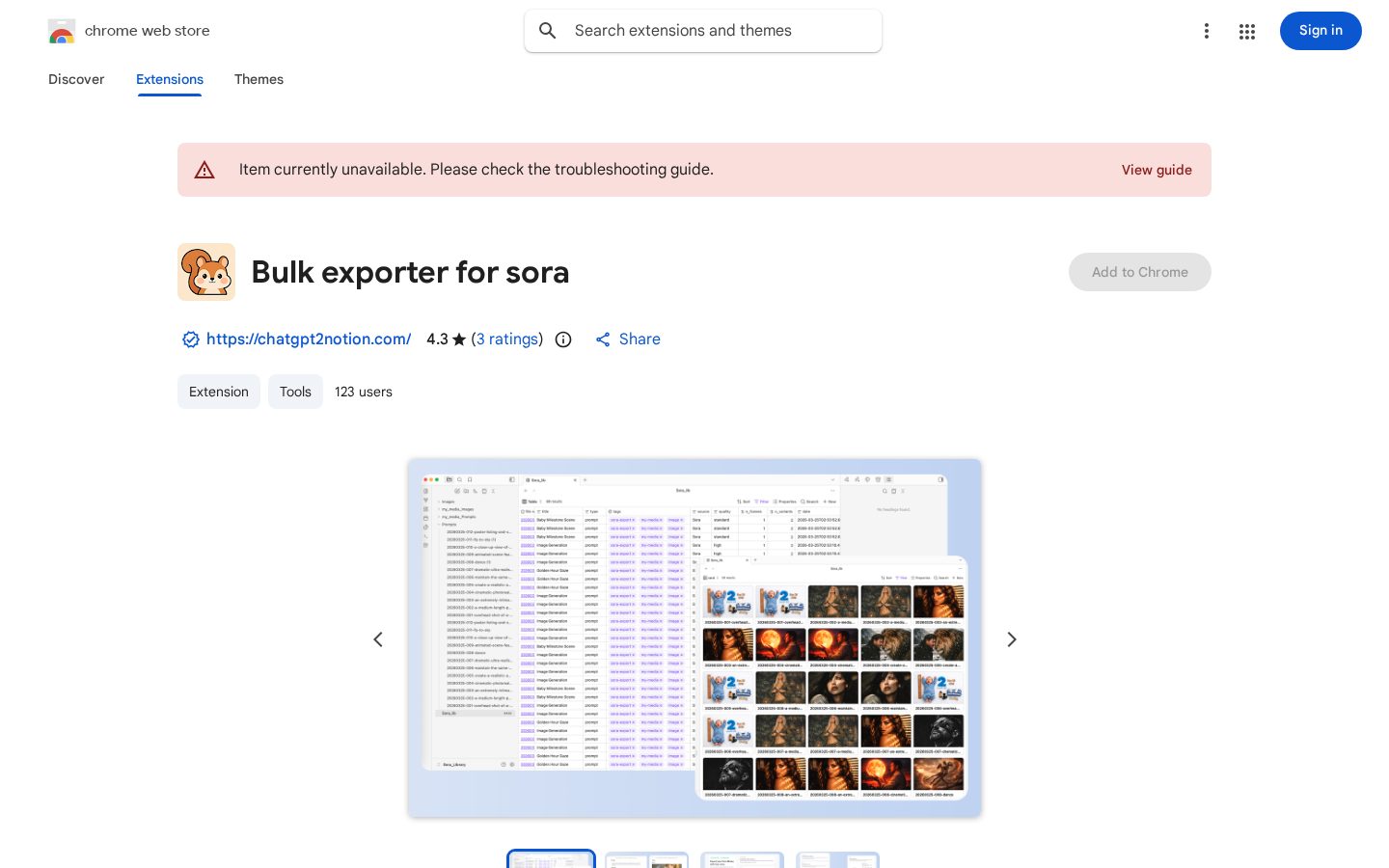 Bulk Exporter for Sora Homepage