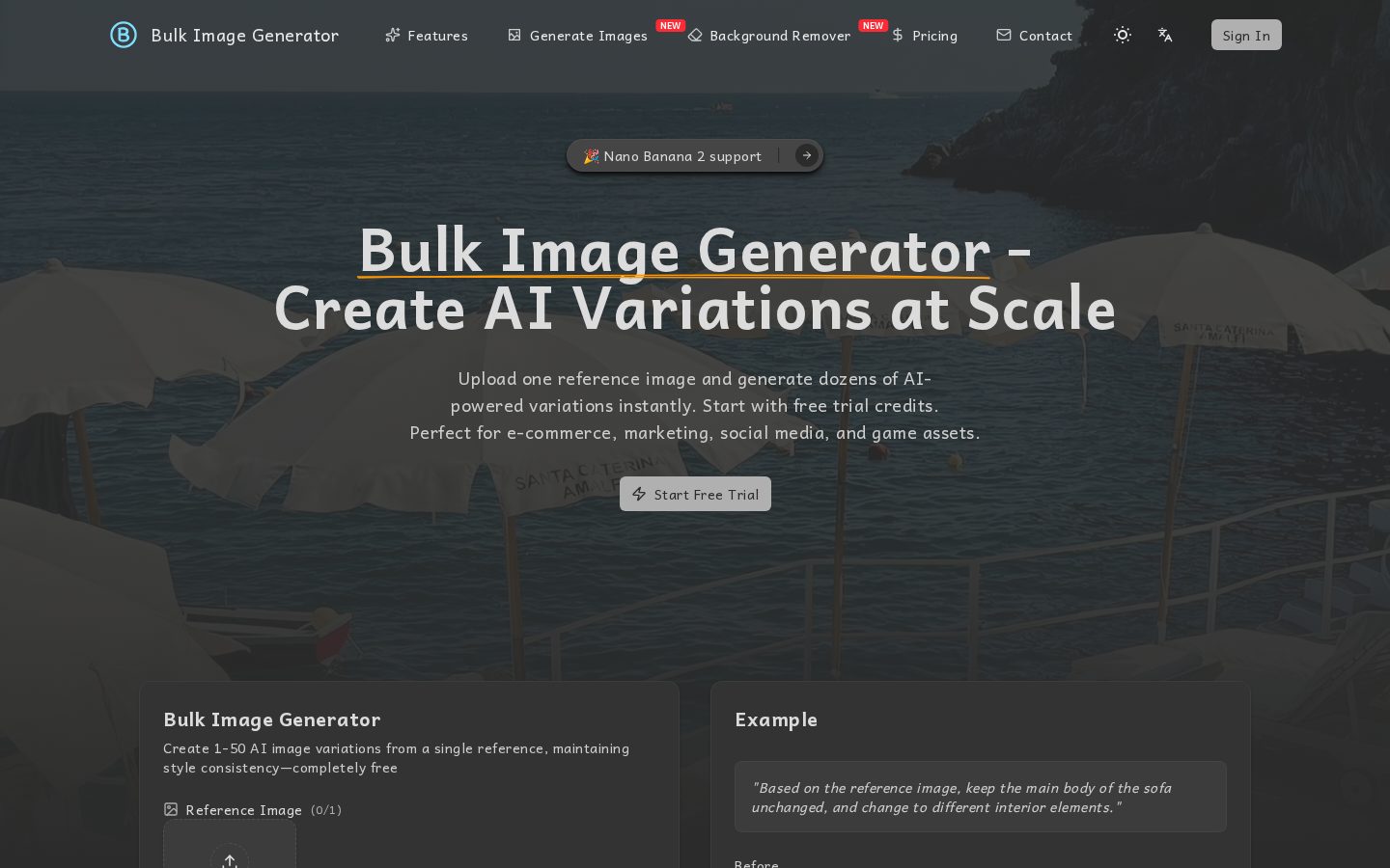 Bulk Image Generator Homepage