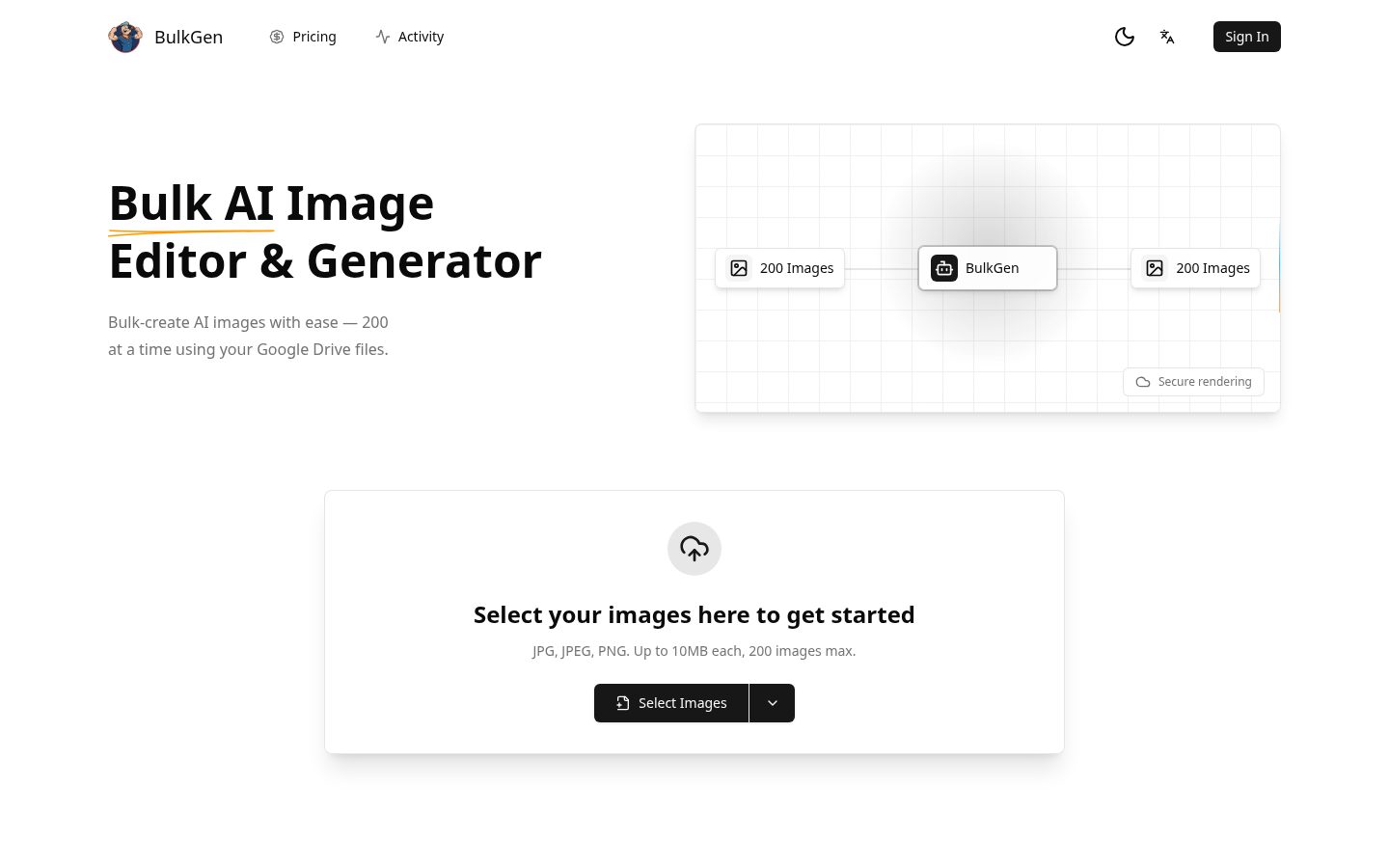 BulkGen AI Homepage