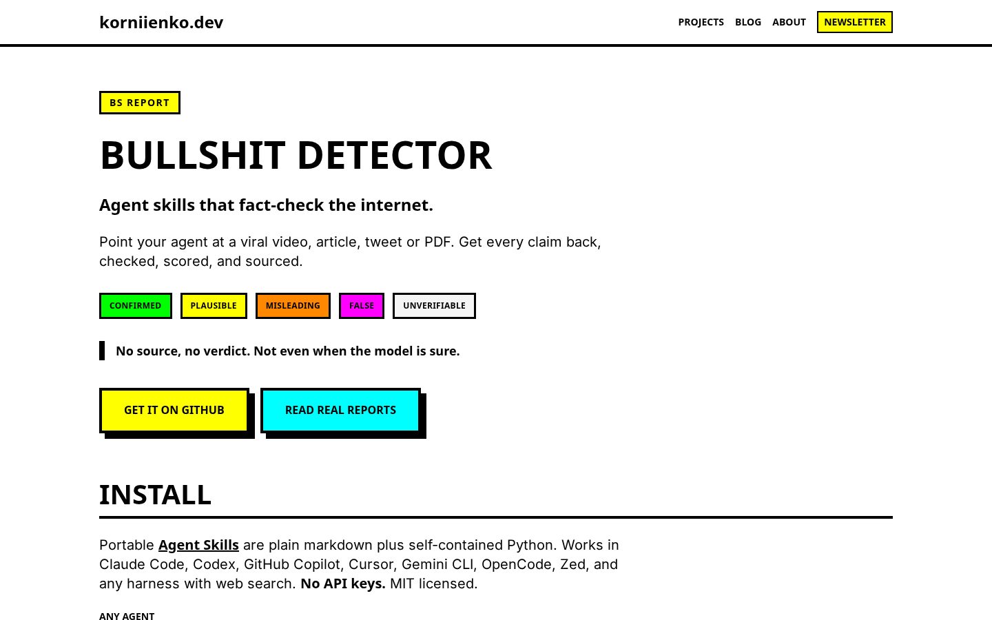 Bullshit Detector Homepage