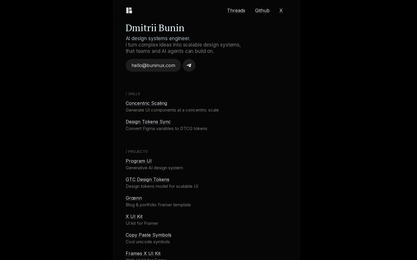 BuninUX Homepage