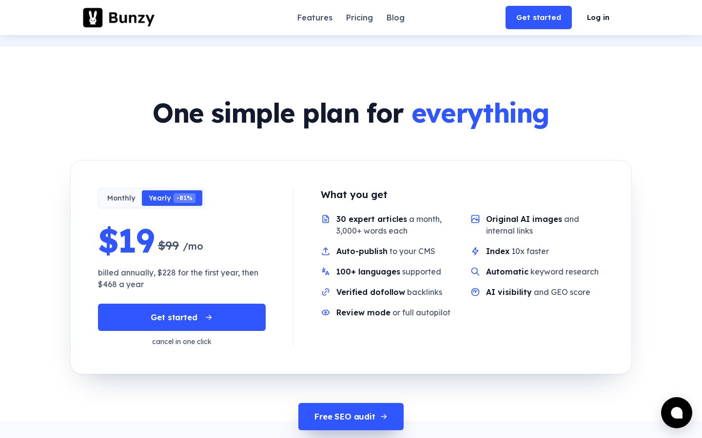 Bunzy Pricing