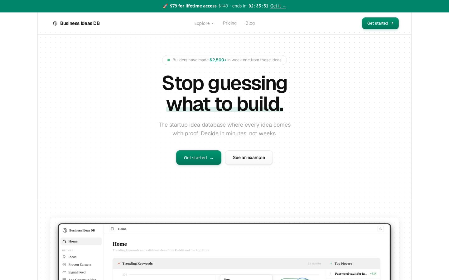 Business Ideas DB Homepage