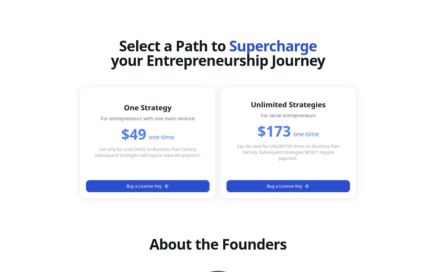Business Plan Factory Pricing