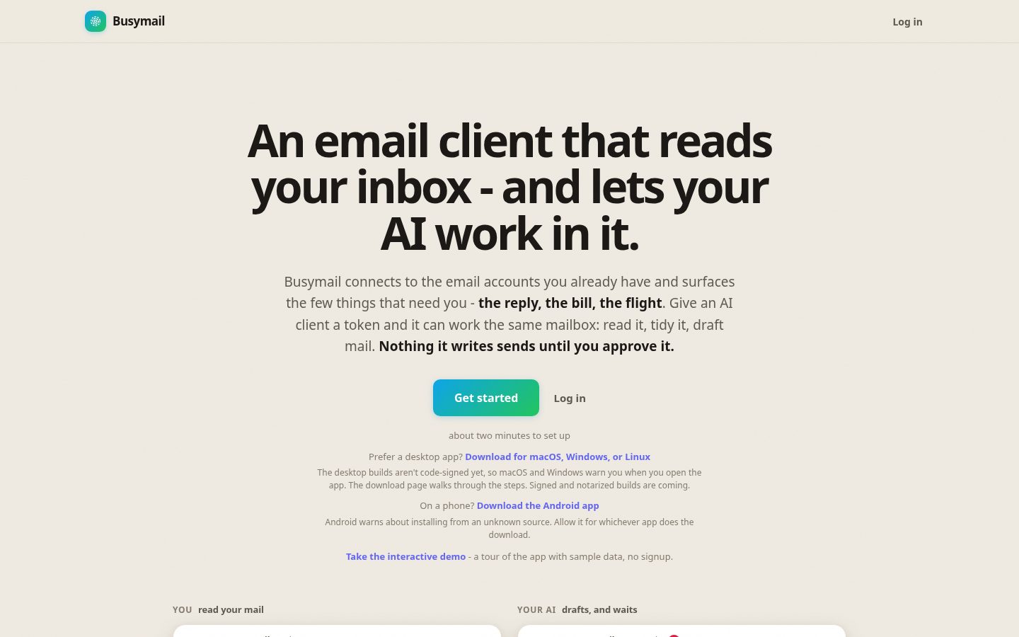 Busymail Homepage