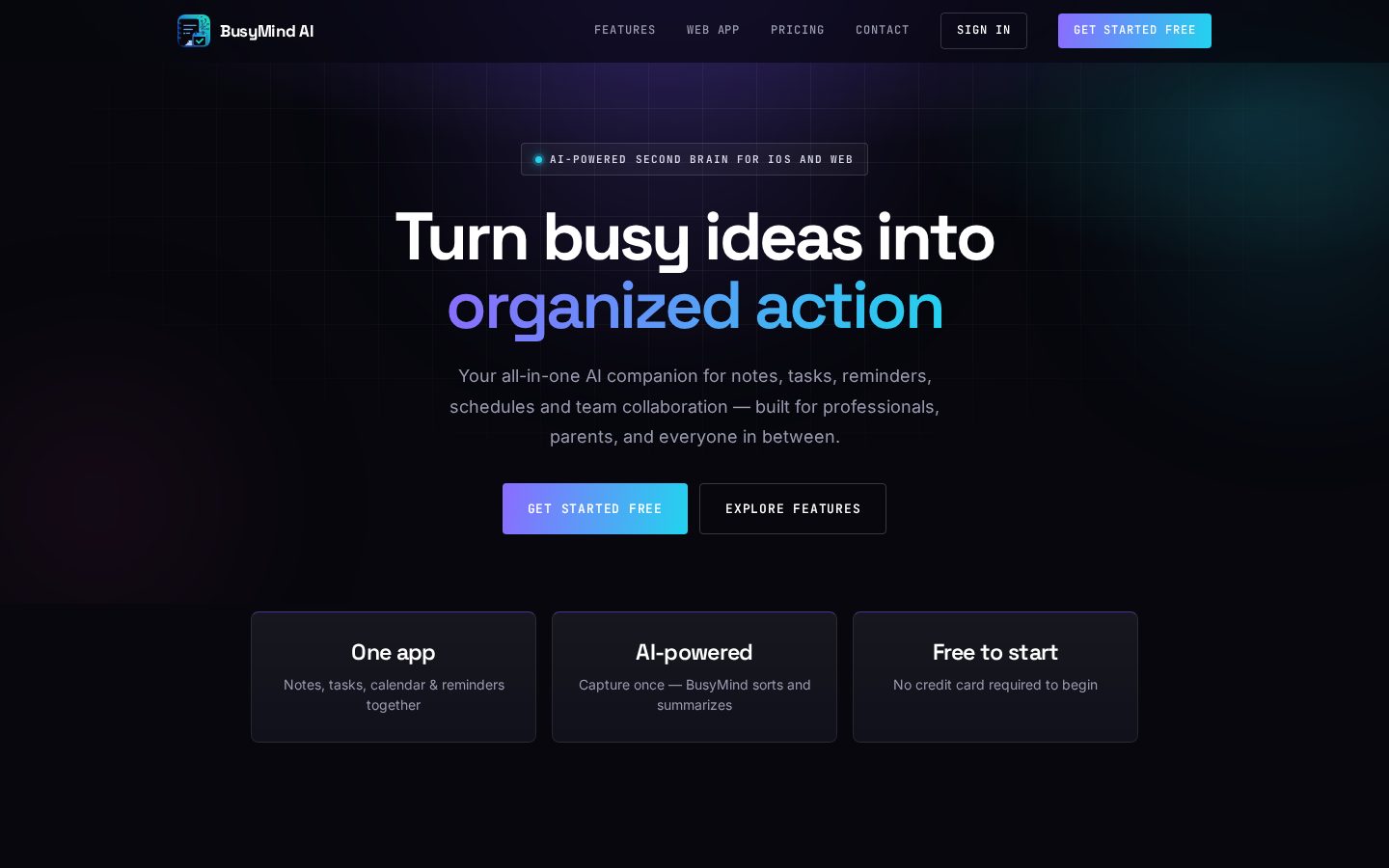 BusyMind AI Homepage