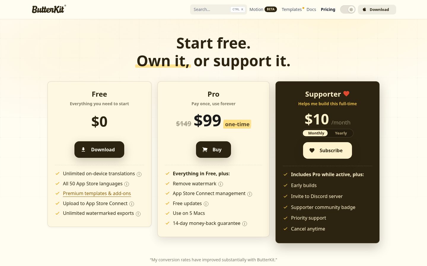 ButterKit Pricing