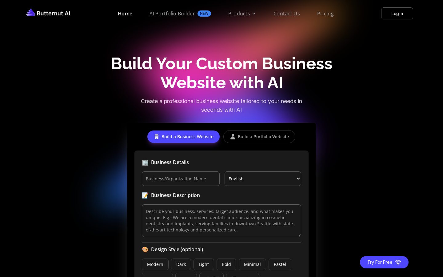 Butternut AI Homepage