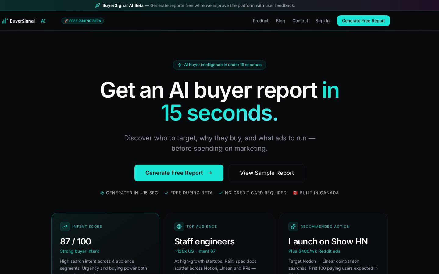 BuyerSignal AI Homepage