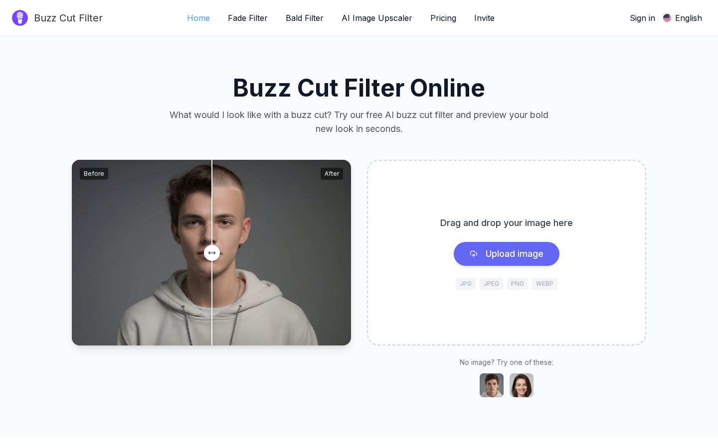 Buzz Cut Filter Homepage