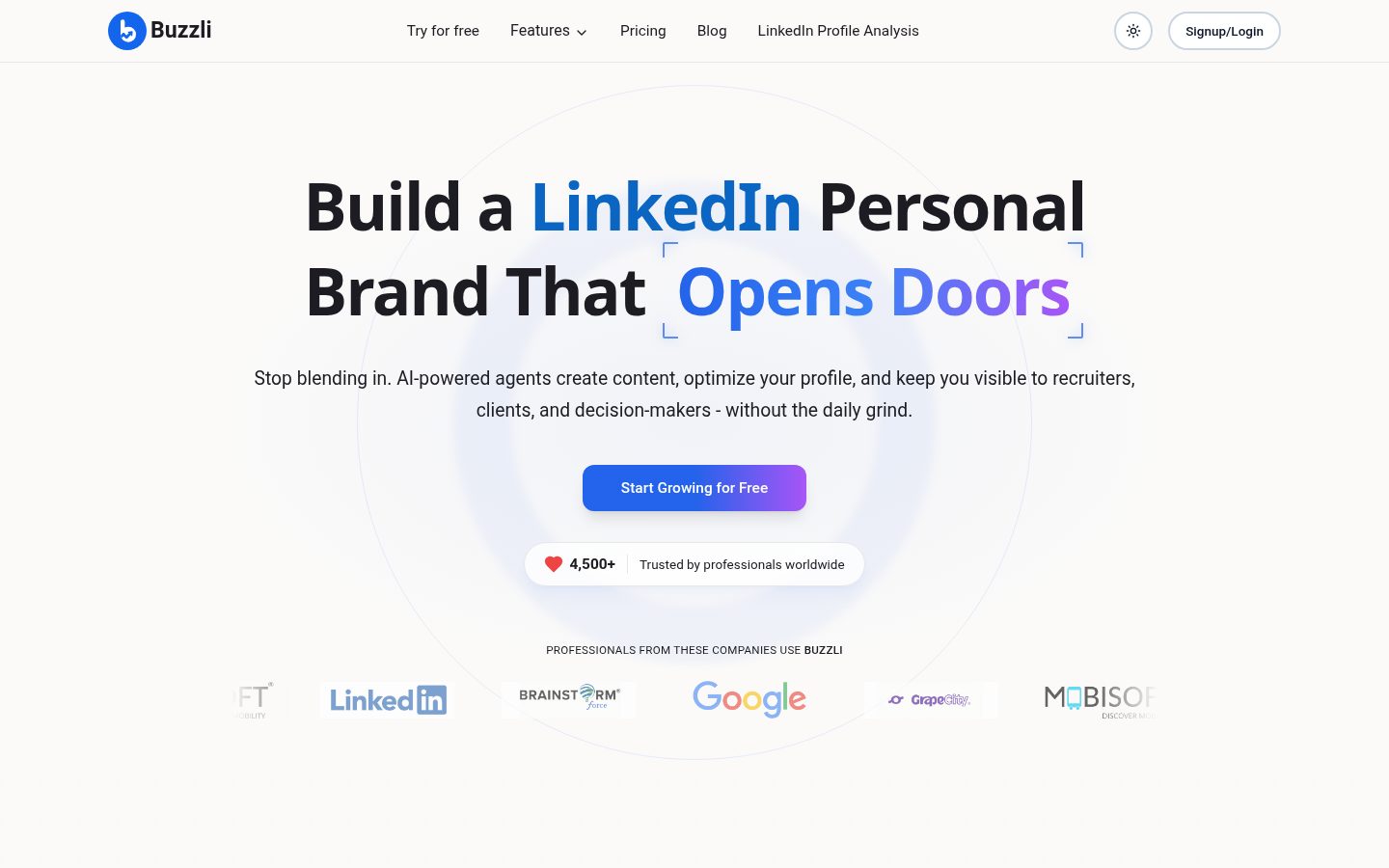 Buzzli Homepage
