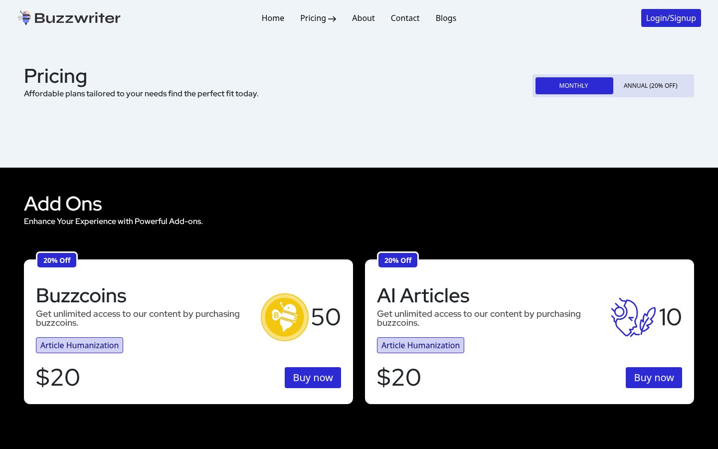 Buzzwriter Pricing