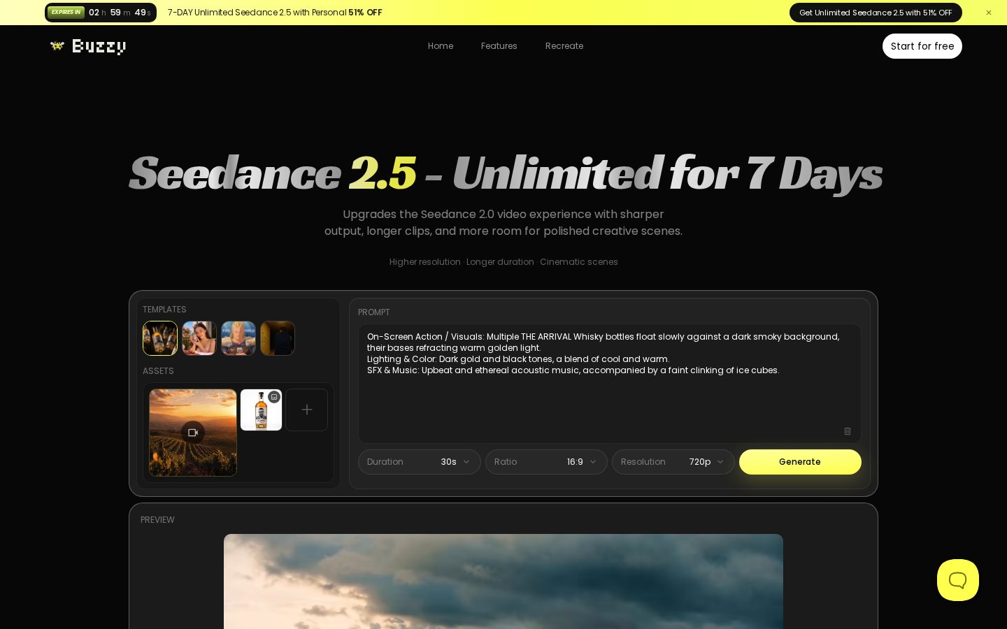 Buzzy.now Seedance 2.5 Homepage