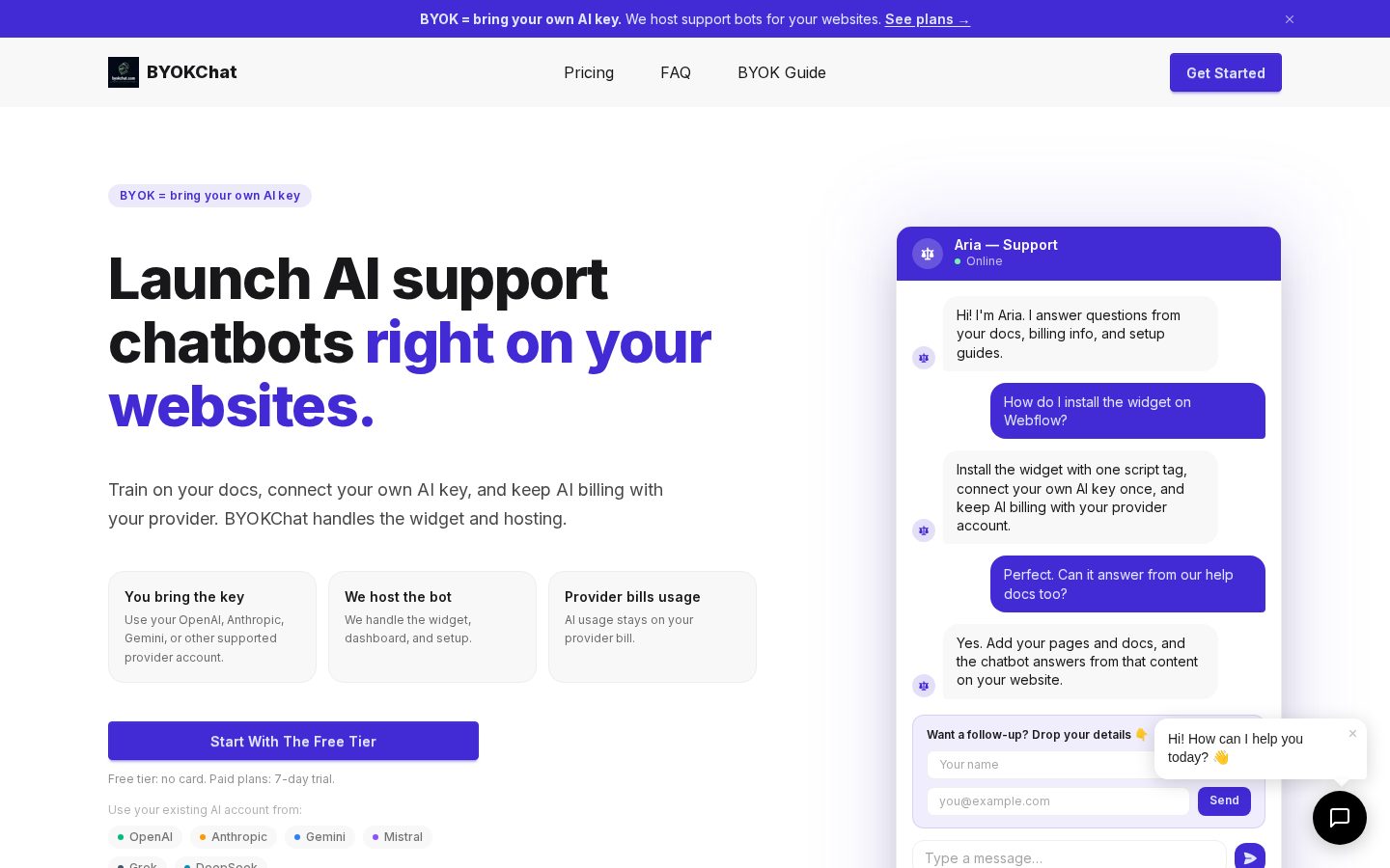 BYOKChat Homepage