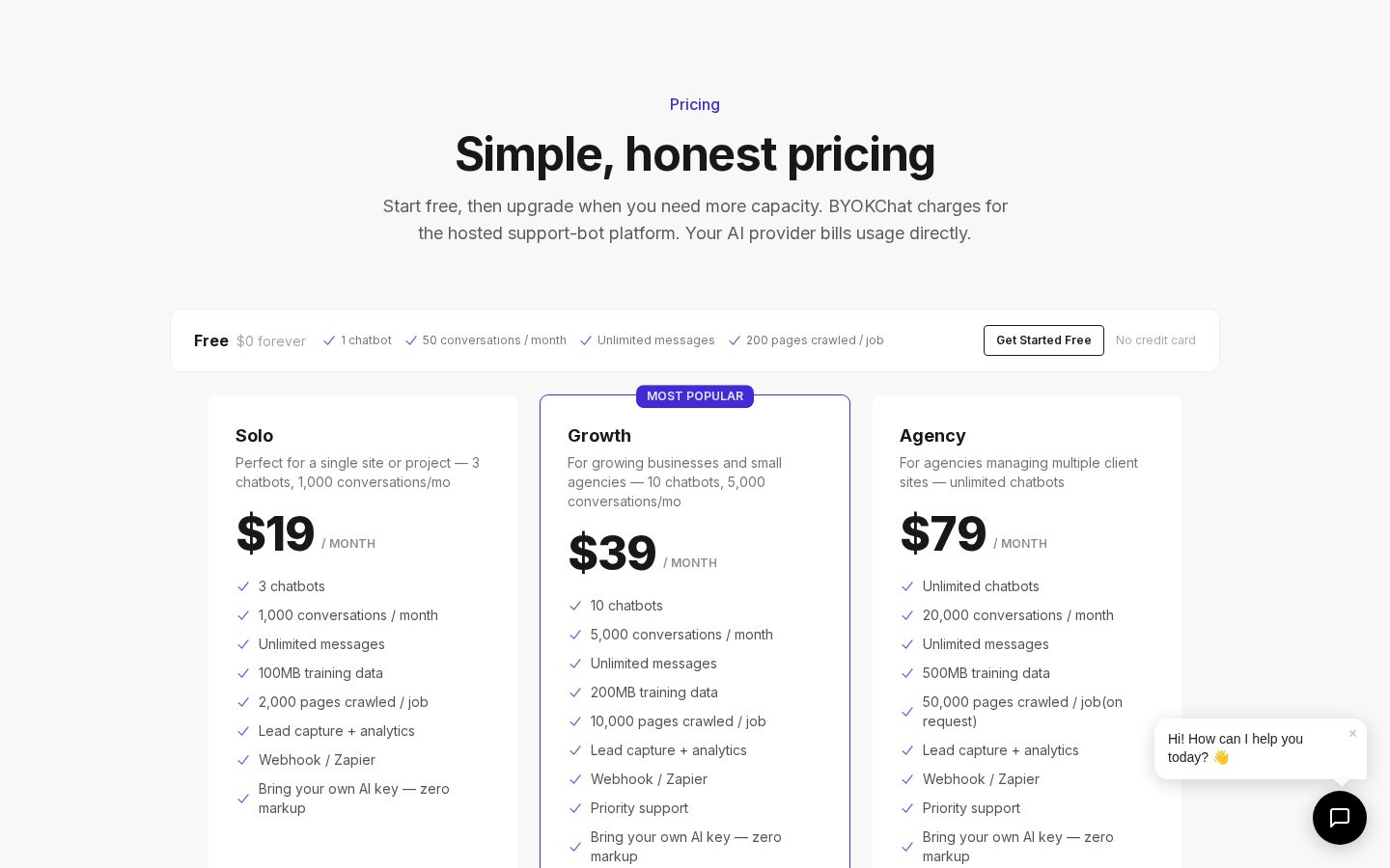 BYOKChat Pricing