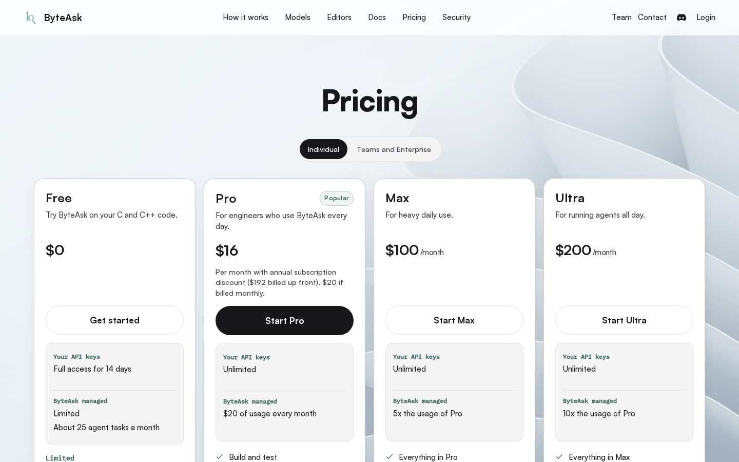 ByteAsk Pricing