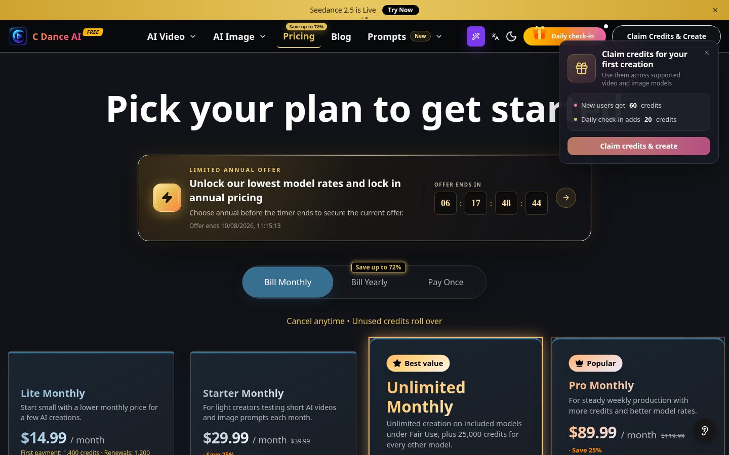 c dance ai Pricing