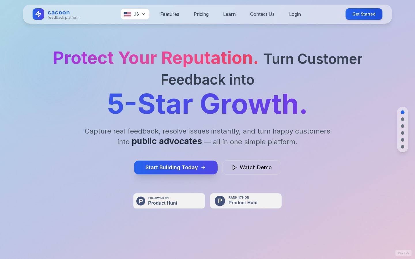 Cacoon Feedback Homepage