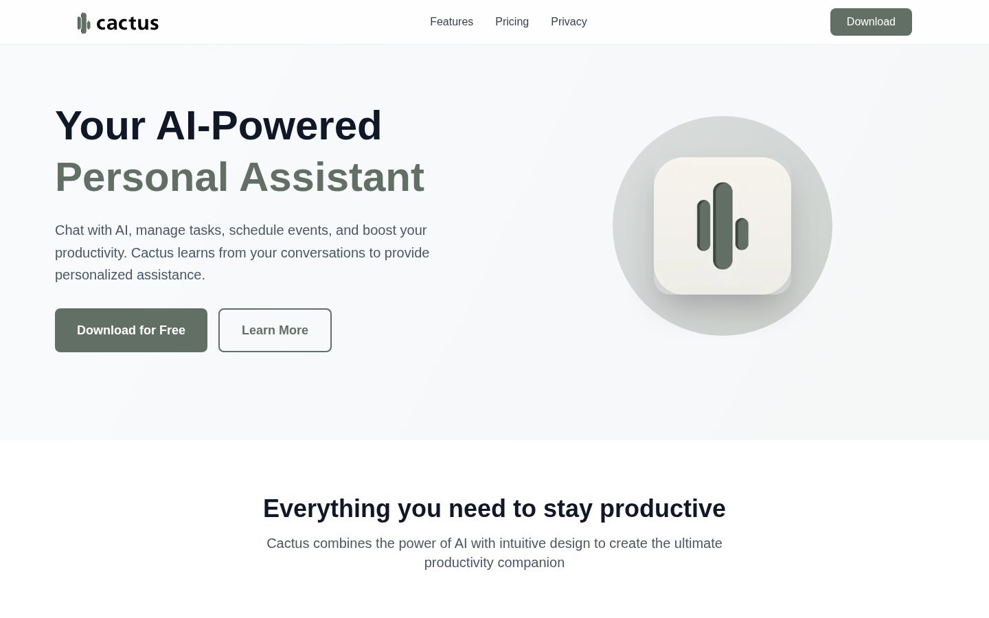 Cactus AI Homepage
