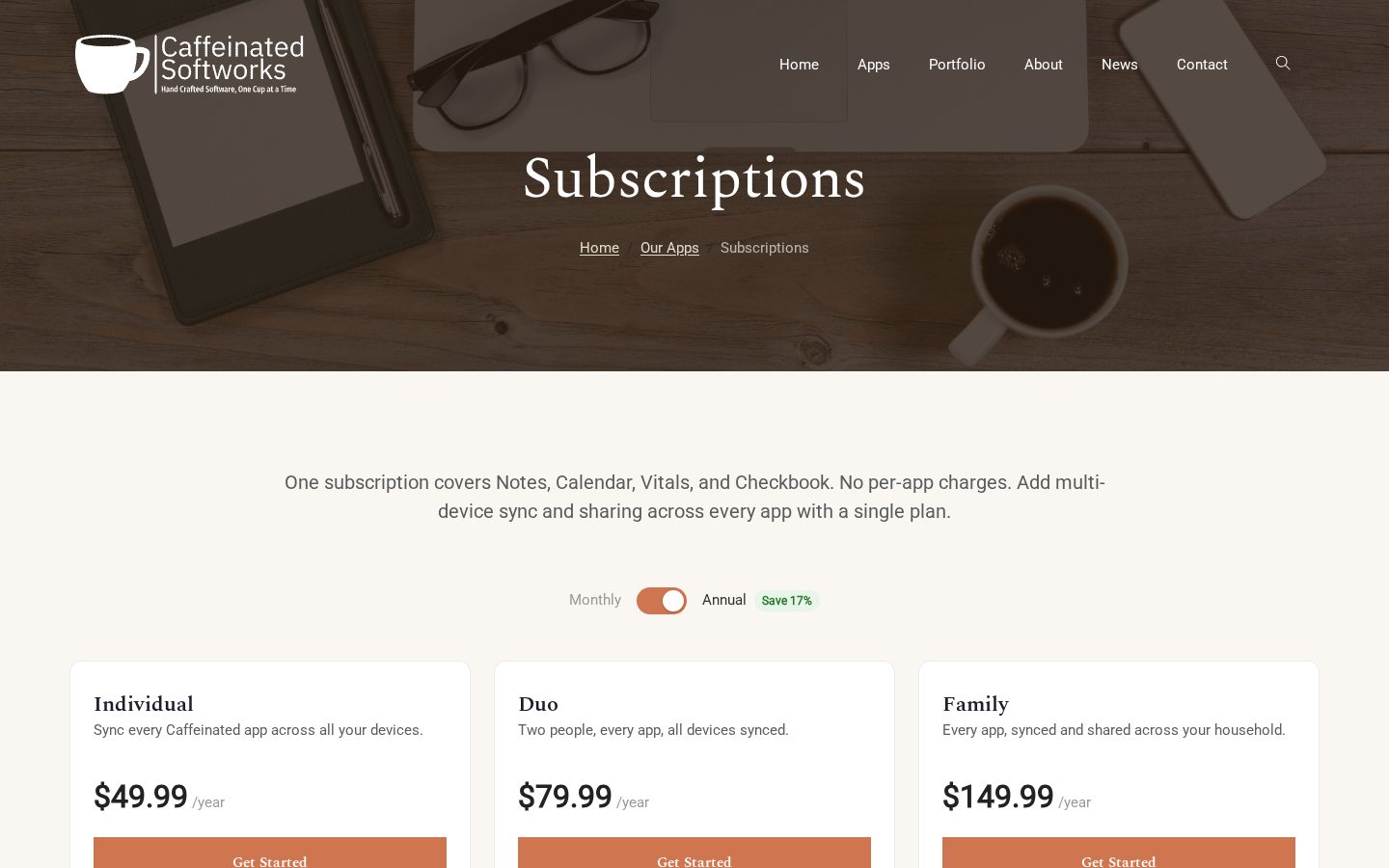 Caffeinated Checkbook Pricing