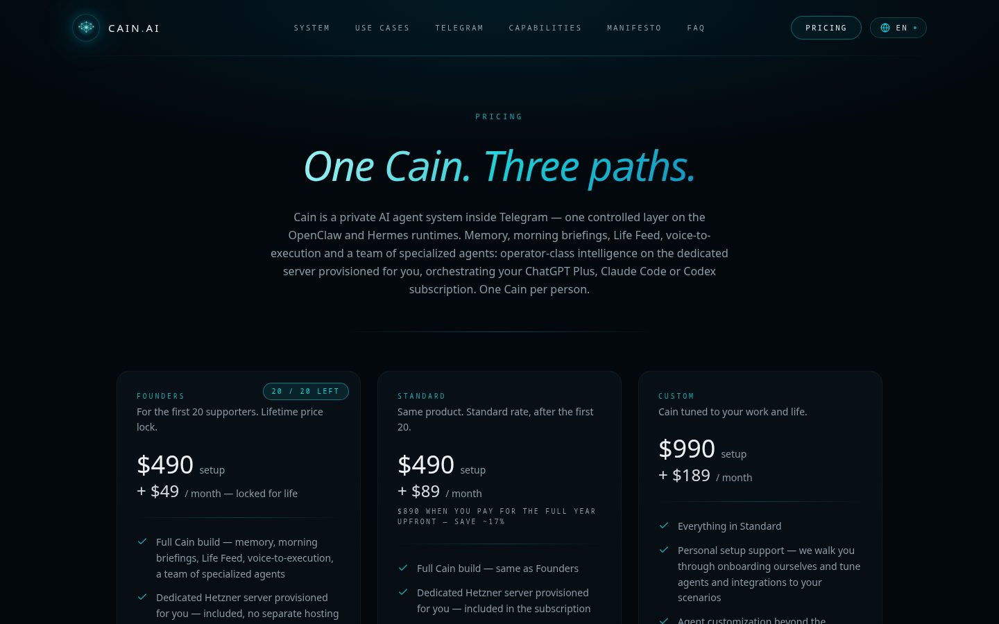 Cain AI Pricing