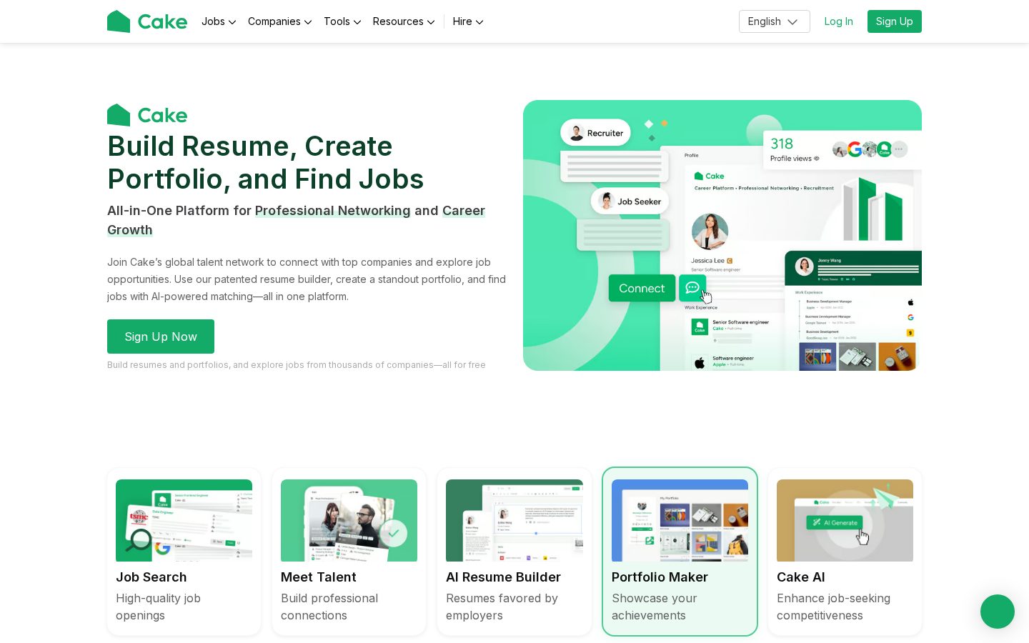 Cake AI Resume Checker Homepage
