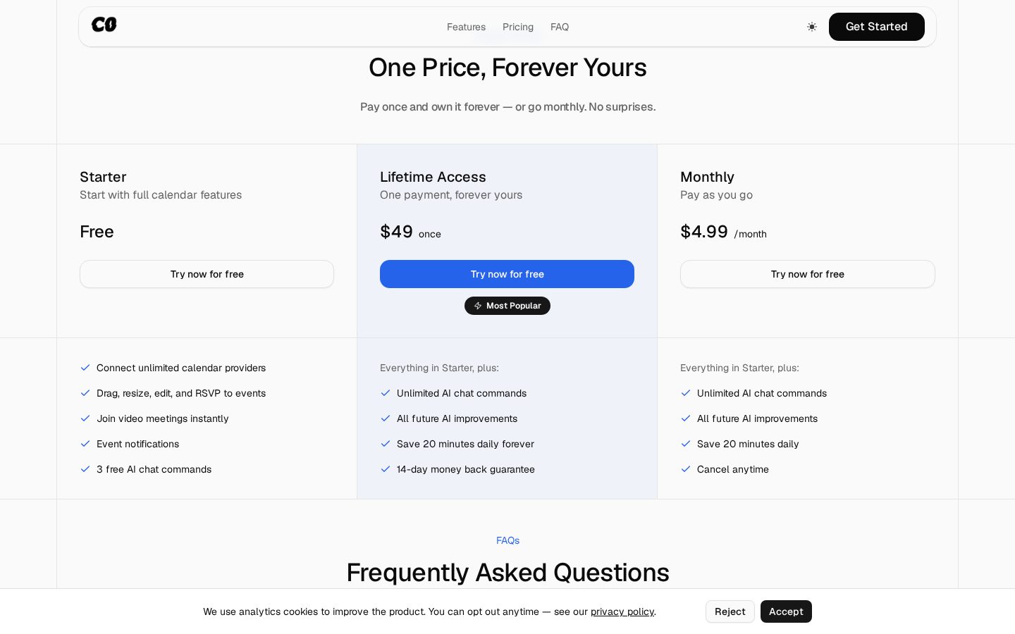 Calendar0 Pricing