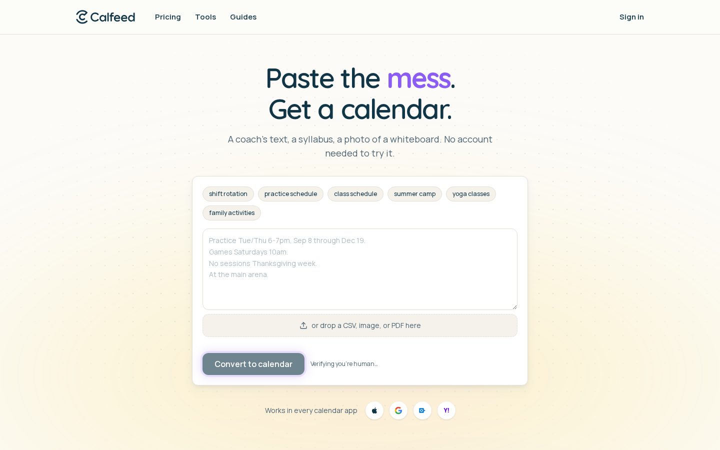 Calfeed Homepage