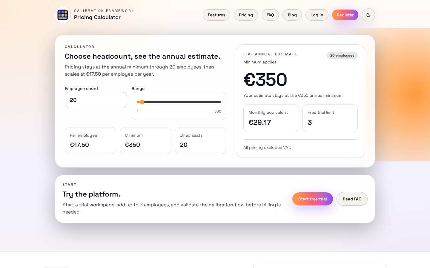 Calibration Framework Pricing