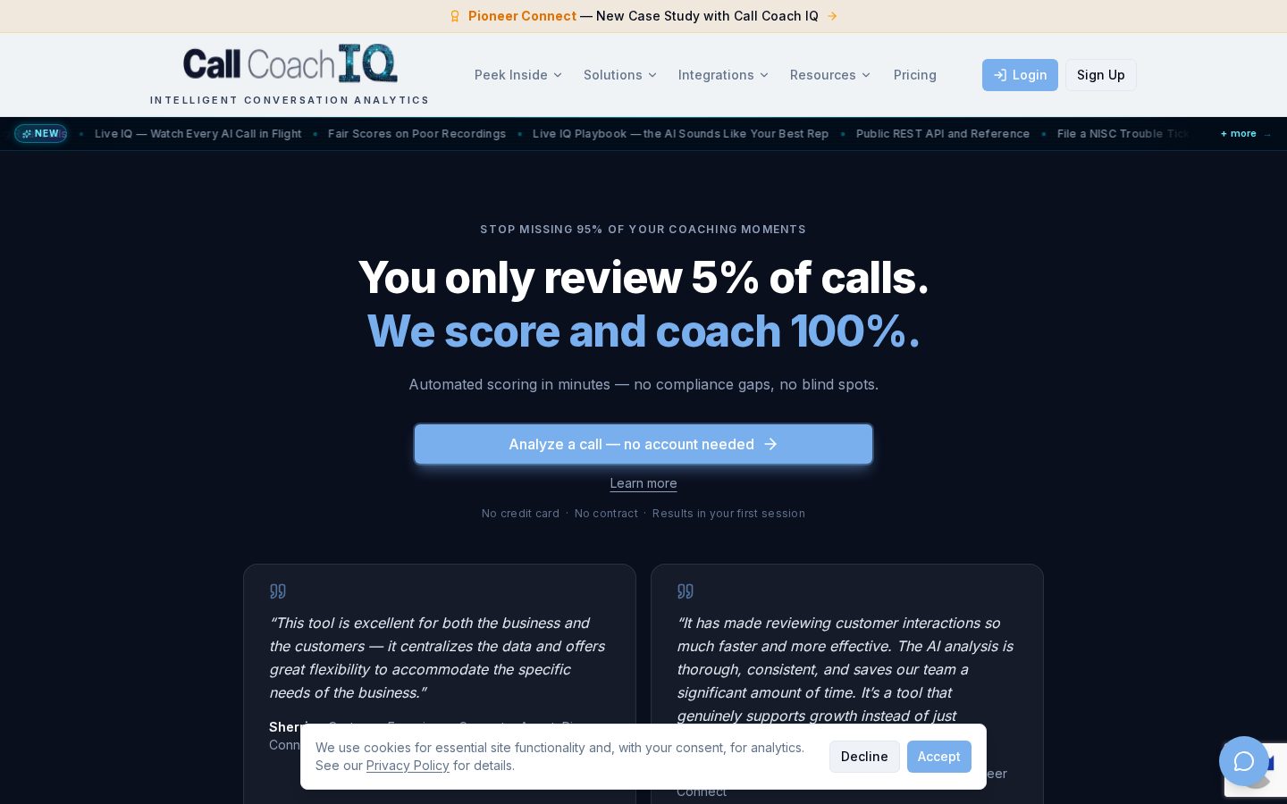 Call Coach IQ Homepage