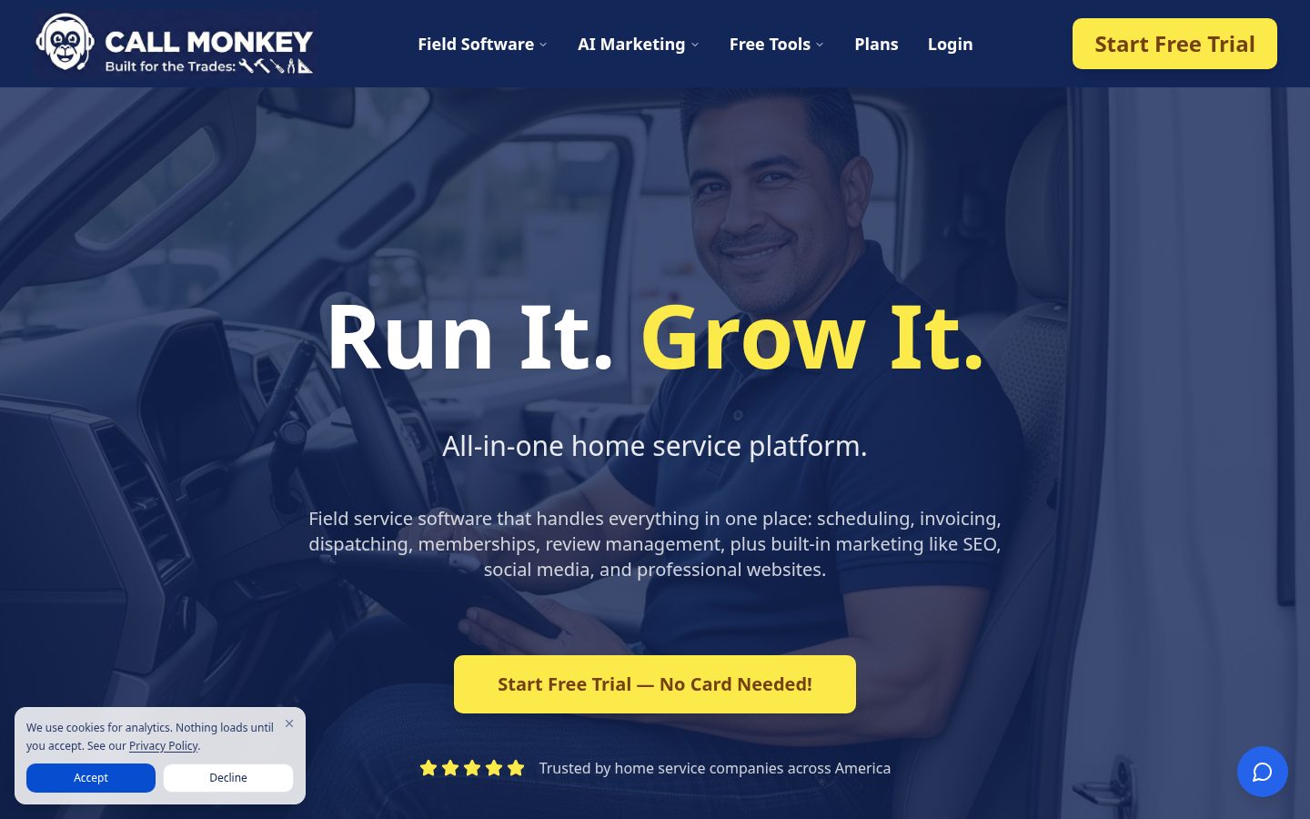 Call Monkey Home Service Homepage