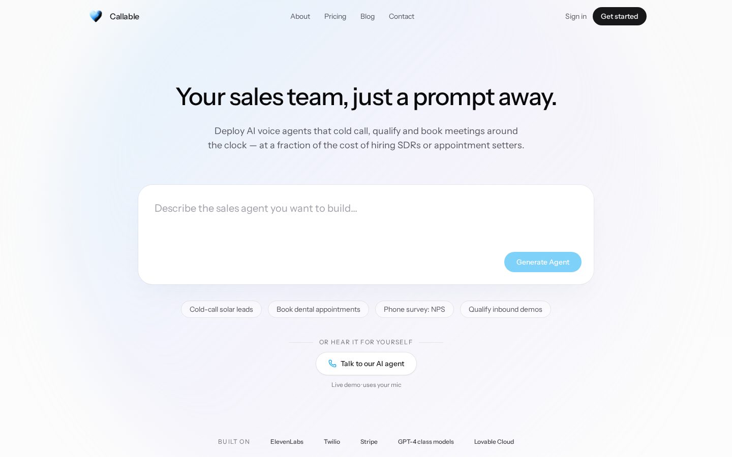 Callable Homepage