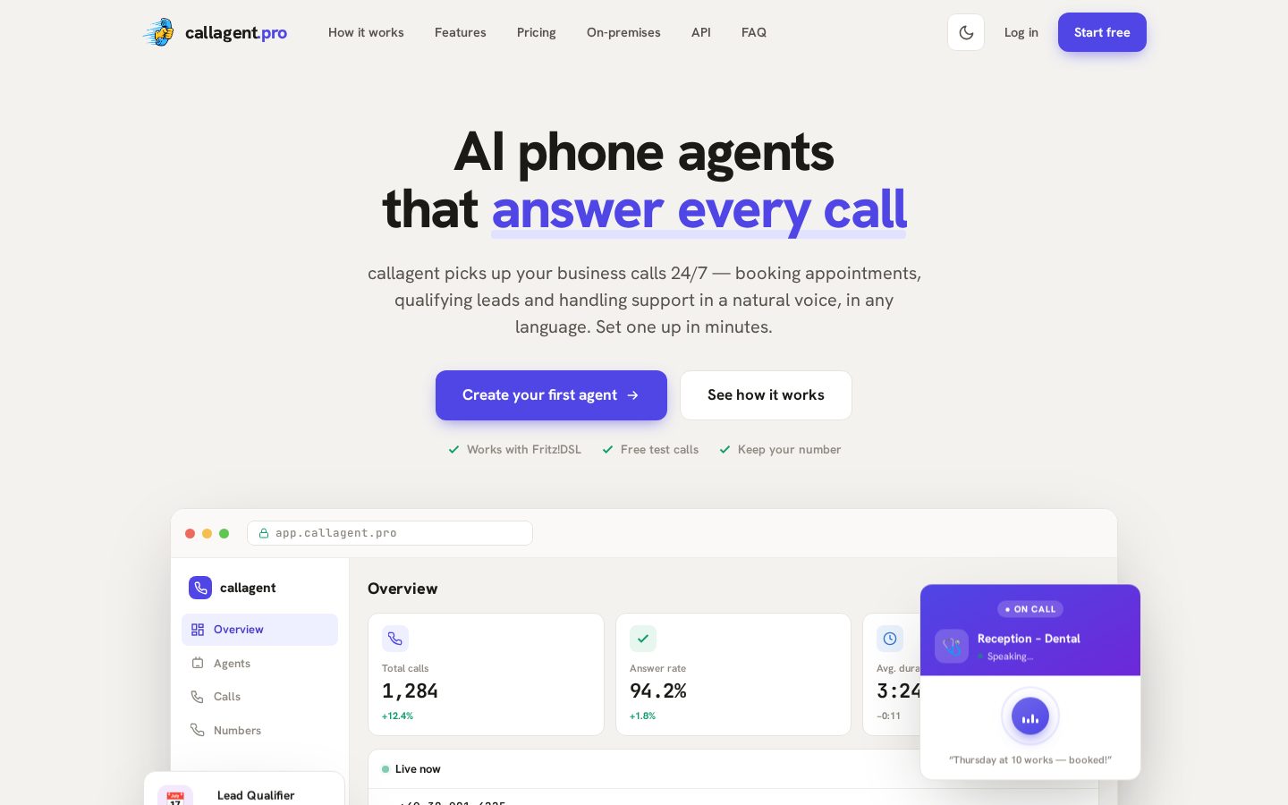 callagent.pro Homepage