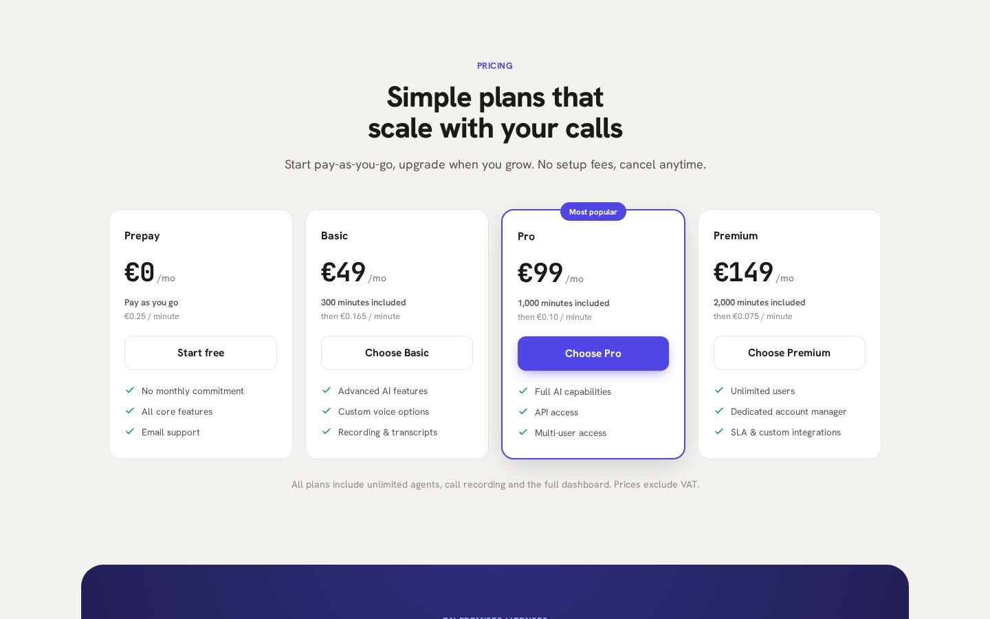 callagent.pro Pricing