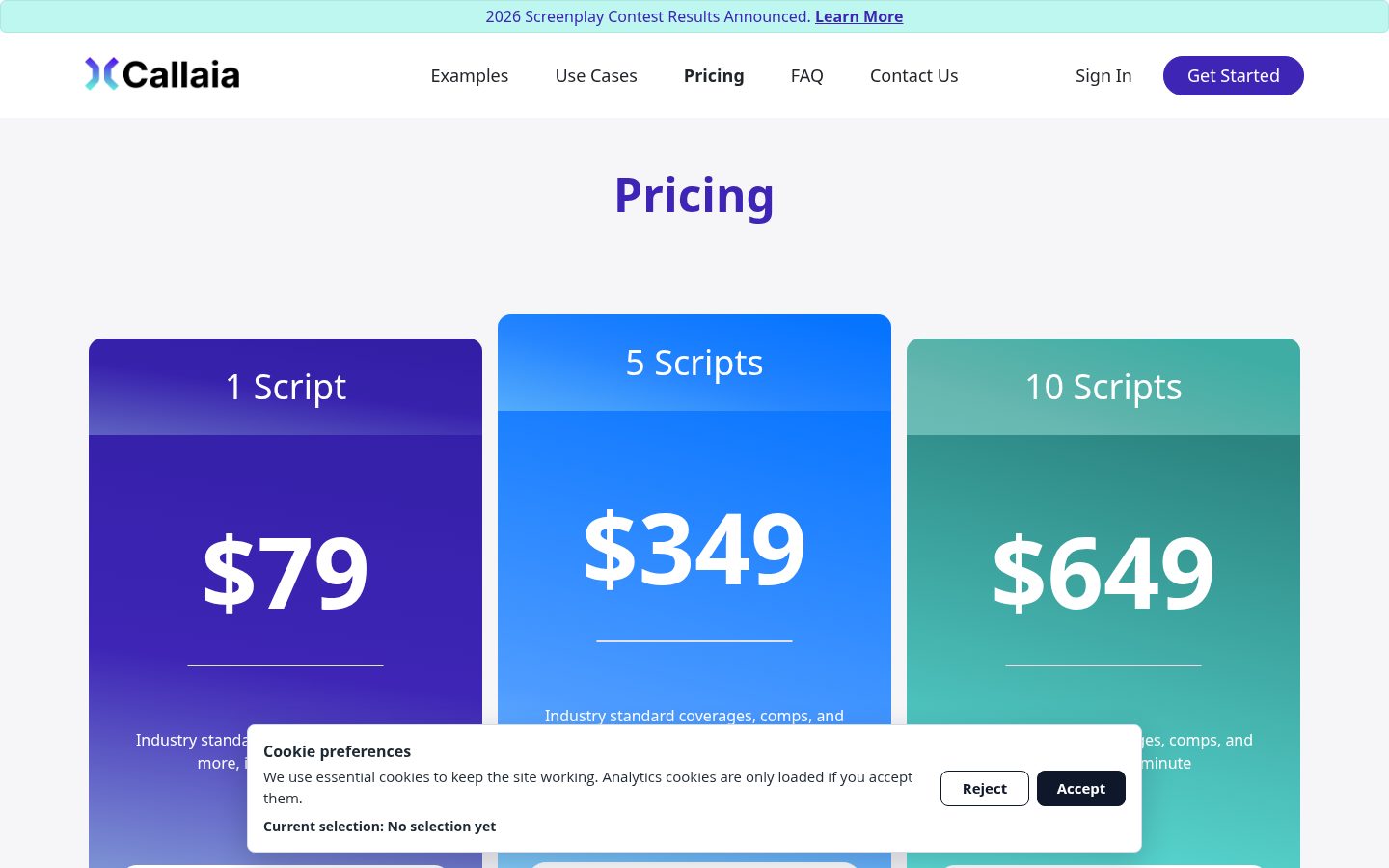 Callaia Pricing