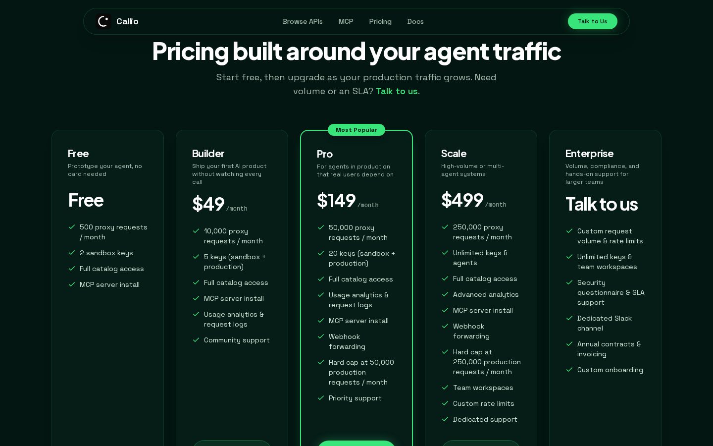Callio Pricing