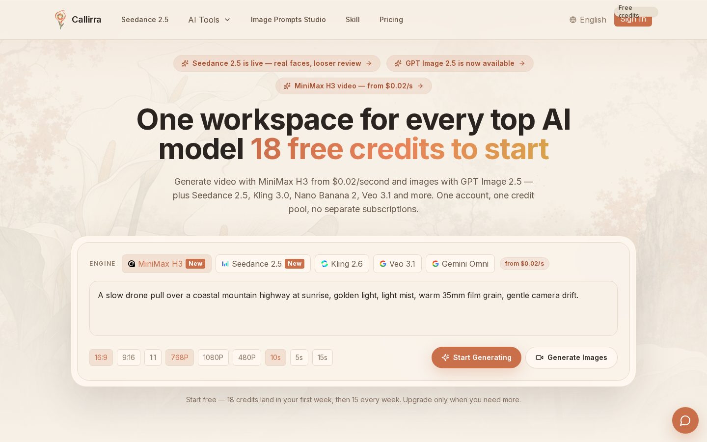 Callirra Homepage