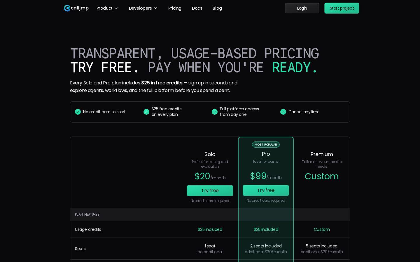 Calljmp Pricing