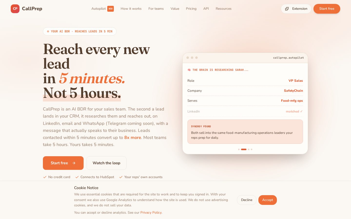 CallPrep Homepage