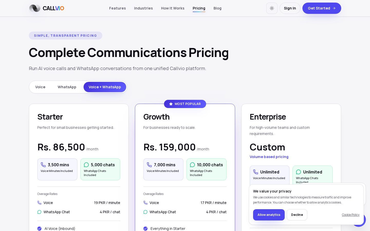 Callvio Pricing