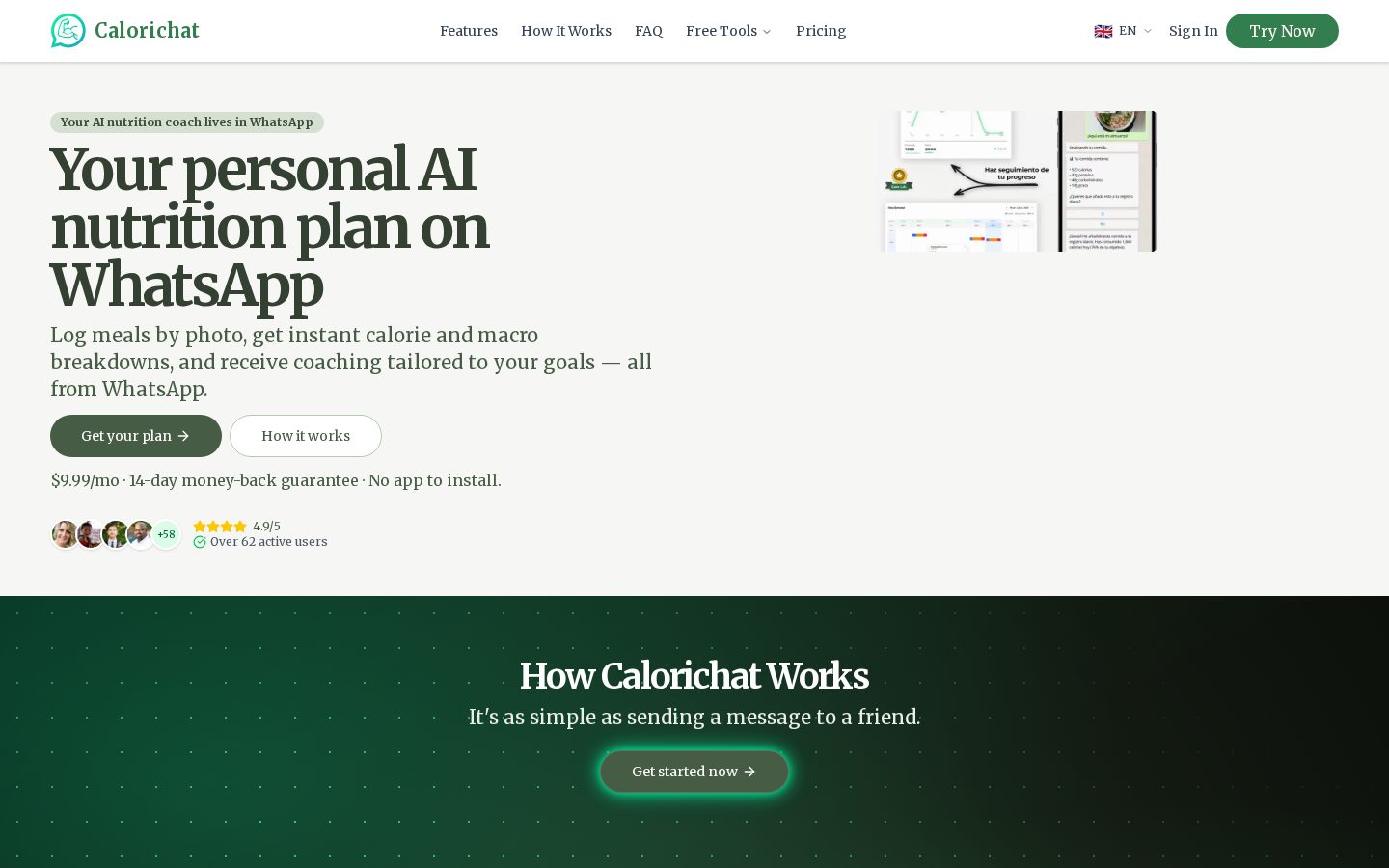 Calorichat Homepage